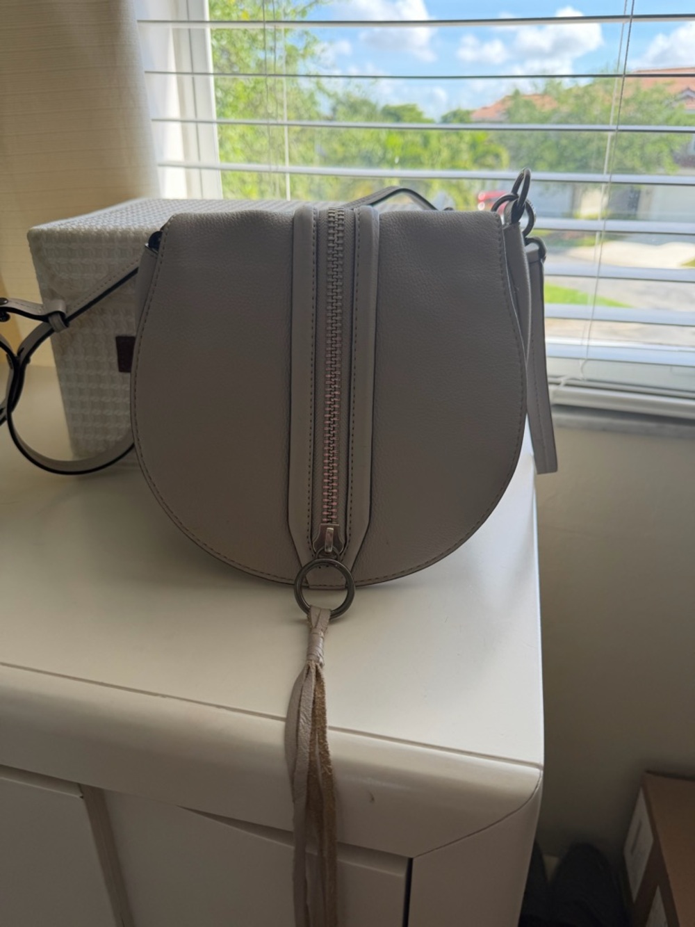REBECCA MINKOFF "Mara" Putty Leather Saddle Handbag - Picture 2 of 5